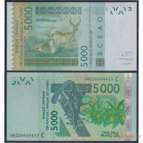 Costa de Marfil 5000 francs 2003 billete Sin circular 