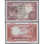 Guinea Ecuatorial 100 pesetas guineanas 1969 billete banknote habilitado 1000 ptas