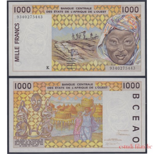 África Estados de oeste Mali 1000 Francs 1991 billete banknote sin circular