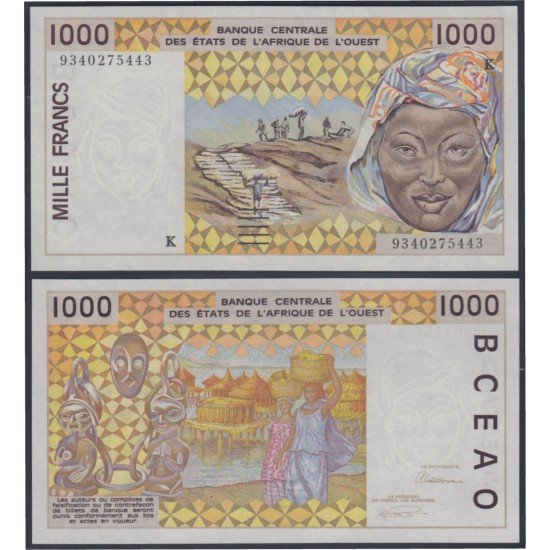 África Estados de oeste Mali 1000 Francs 1991 billete banknote sin circular África Estados de oeste Mali 1000 Francs 1991 billete banknote sin circular