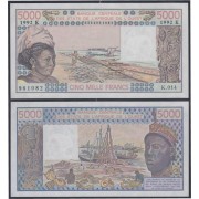 África Estados de oeste Senegal  5000 Francs 1981 billete banknote sin circular