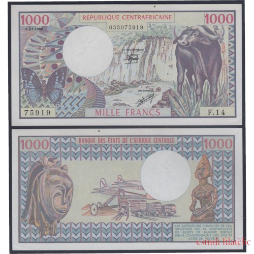 República Centroafrica 1000 Francs 1980 billete banknote sin circular