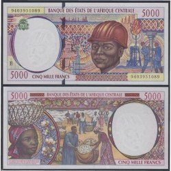 África Central Congo 5000 Francs 1994 billete banknote sin circular África Central Congo 5000 Francs 1994 billete banknote sin circular