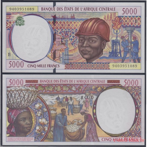 África Central Congo 5000 Francs 1994 billete banknote sin circular