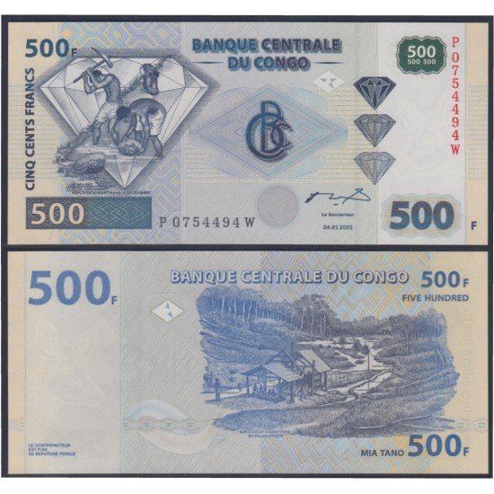 Congo 500 francs 2002 billete banknote sin circular Congo 500 francs 2002 billete banknote sin circular