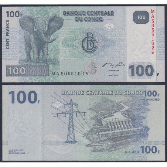 Congo 100 francs 2007 billete banknote sin circular Congo 100 francs 2007 billete banknote sin circular