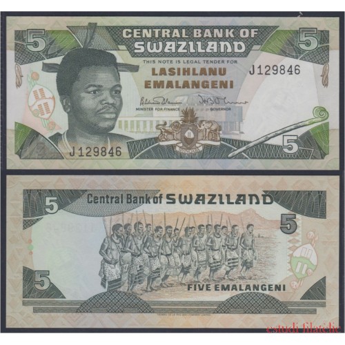 Suazilandia swaziland 5 emalangeni 1982 billete banknote sin circular