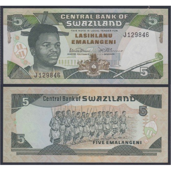 Suazilandia swaziland 5 emalangeni 1982 billete banknote sin circular Suazilandia swaziland 5 emalangeni 1982 billete banknote sin circular