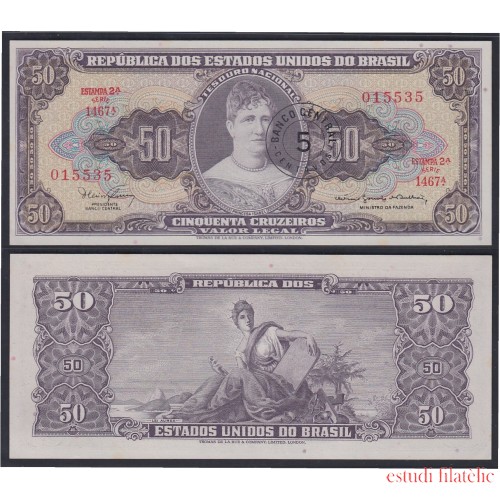 Brasil 50 cruzeiros 1949 Billete Banknote Sin Circular