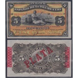 Cuba 5 pesos 1896 Billete Banknote Sin Circular Cuba 5 pesos 1896 Billete Banknote Sin Circular