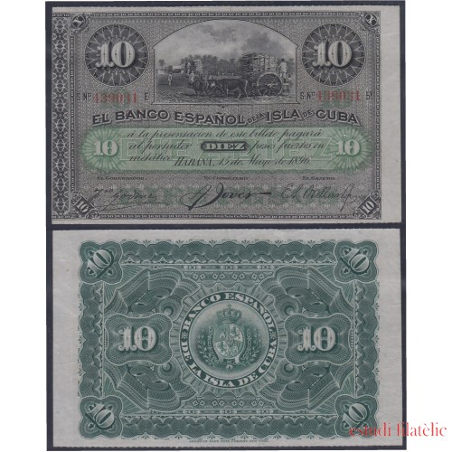Cuba 10 pesos 1896 Billete Banknote Sin Circular