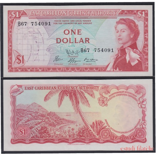 Islas del Caribe 1 dolar 1965 Billete Banknote sin circular