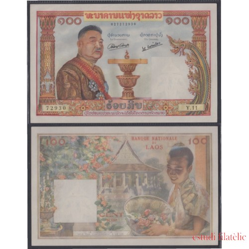 Laos 100 cents Kip 1957  Billete Banknote 