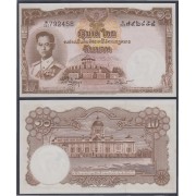 Tailandia 10 Baht 1953 Billete Banknote sin circular