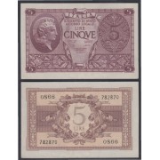 Italia 5 Liras 1944  Billete Banknote Sin Circular