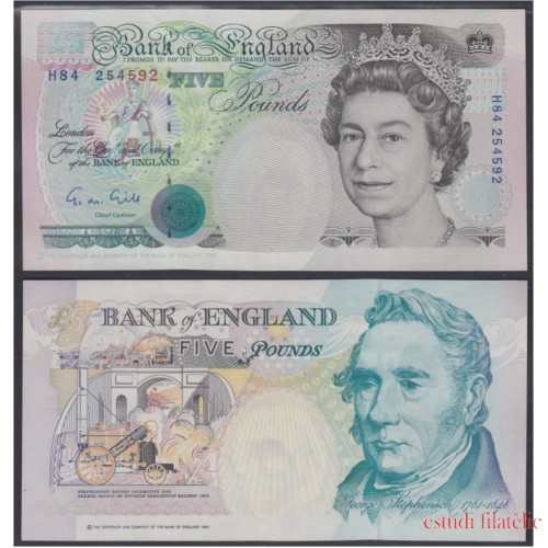 Gran Bretaña 5 pounds 1990/92  Billete Banknote Sin Circular