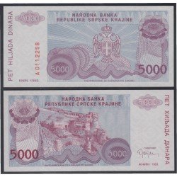 Croacia 5000 dinares 1993 Billete Banknote Sin Circular Croacia 5000 dinares 1993 Billete Banknote Sin Circular