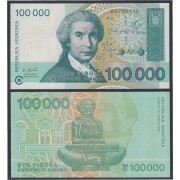 Croacia 100 000 dinares 1993  Billete Banknote Sin Circular
