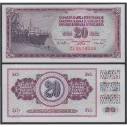 Yugoslavia 20 Dinara 1974 Billete Banknote Sin Circular Yugoslavia 20 Dinara 1974 Billete Banknote Sin Circular