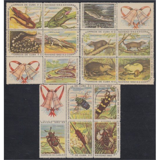Cuba 642/56 1962 Navidad Christmas Reptiles Insectos Mamíferos MNH