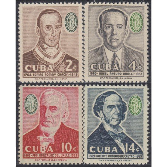 Cuba 484/87 1958 Médicos Cubanos célebres MNH Cuba 484/87 1958 Médicos Cubanos célebres MNH