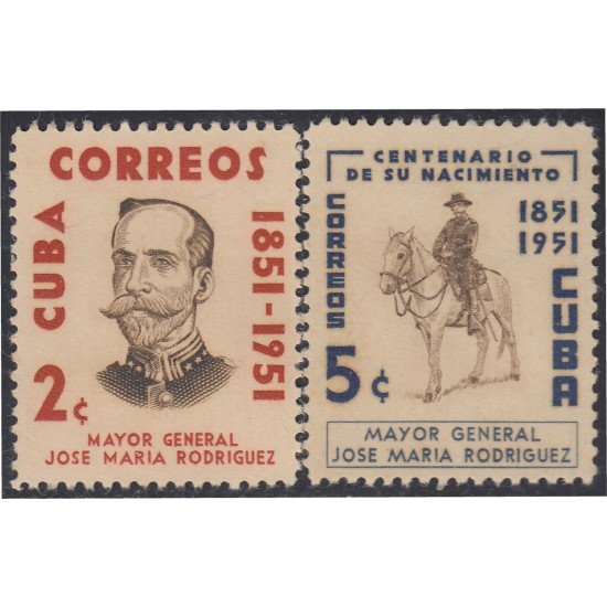 Cuba 412/13 1954 Mayor Gral José María Rodriguez MNH Cuba 412/13 1954 Mayor Gral José María Rodriguez MNH