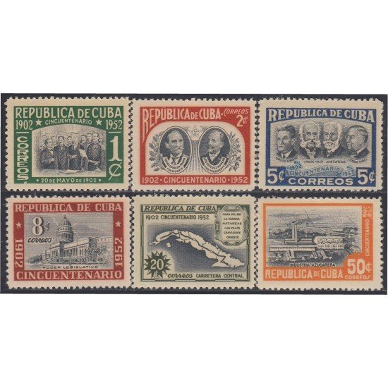 Cuba 358/63 1952 Cincuentenario de la República MNH Cuba 358/63 1952 Cincuentenario de la República MNH