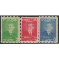 Cuba 338/40 1951 Ismael Céspedes Retiro de Comunicaciones MNH