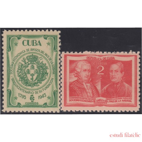 Cuba 285/86 1943 Gobernador Luis de las Casas Obispo Luis Ma. Peñalver MNH