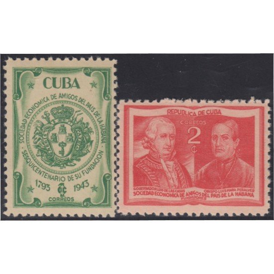 Cuba 285/86 1943 Gobernador Luis de las Casas Obispo Luis Ma. Peñalver MNH Cuba 285/86 1943 Gobernador Luis de las Casas Obispo Luis Ma. Peñalver MNH