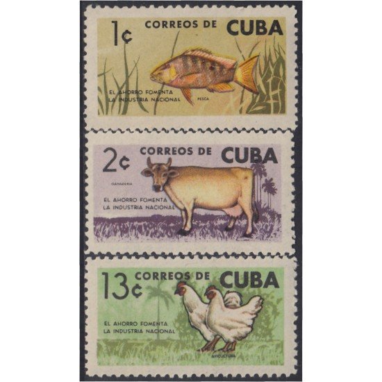 Cuba 718/20 1964 Industria Nacional Pesca Ganadería Avicultura MNH Cuba 718/20 1964 Industria Nacional Pesca Ganadería Avicultura MNH