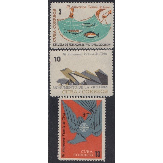 Cuba 705/07 1964 III Aniversario de la Victoria Girón MNH