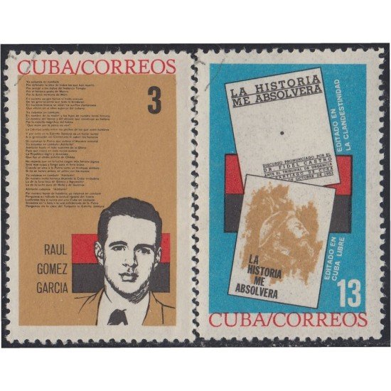 Cuba 730/31 1964 Raúl Gómez García y La Historia me Absolverá MNH Cuba 730/31 1964 Raúl Gómez García y La Historia me Absolverá MNH