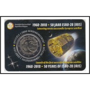 Bélgica 2018 Cartera Oficial Coin Card Moneda 2 € conmemorativo Satélite ESRO-2B