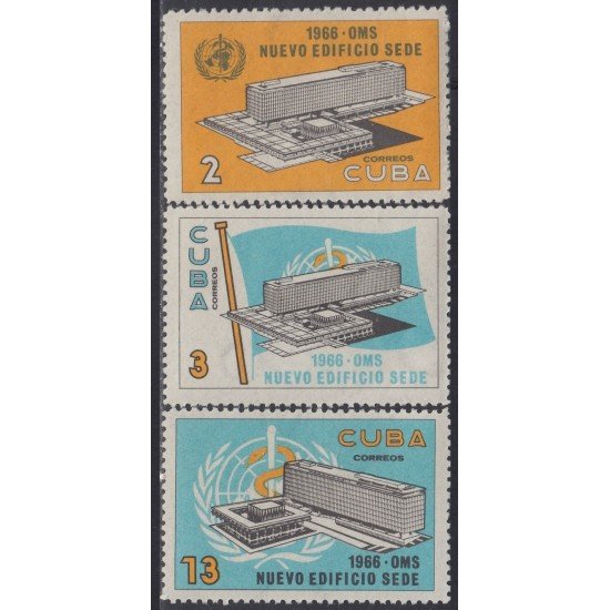 MED Cuba 993/95 1966 Edificio sede de la Organización Mundial de la Salud MNH MED Cuba 993/95 1966 Edificio sede de la Organización Mundial de la Salud MNH