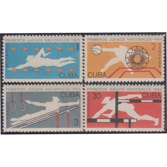 DEP4  Cuba 872/75 1965 Primeros juegos deportivos Nacionales MNH