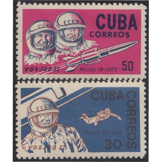 Cuba 839/40 1965 Vuelo espacial de Vosjod II MNH Cuba 839/40 1965 Vuelo espacial de Vosjod II MNH