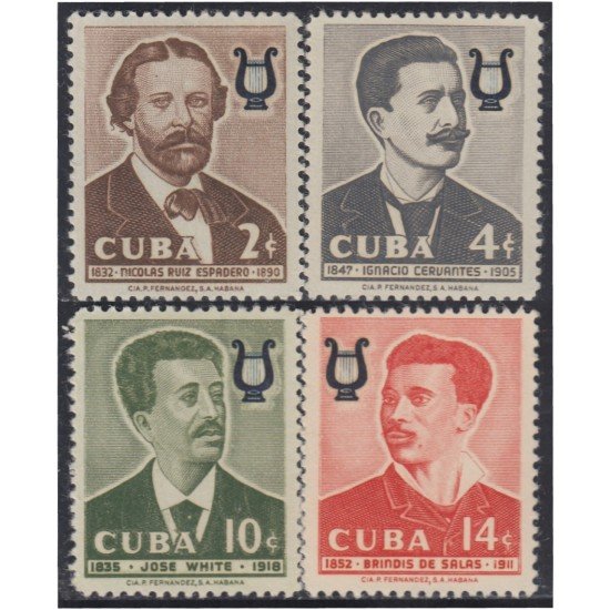 Cuba 488/91 1958 Músicos Cubanos célebres MH Cuba 488/91 1958 Músicos Cubanos célebres MH