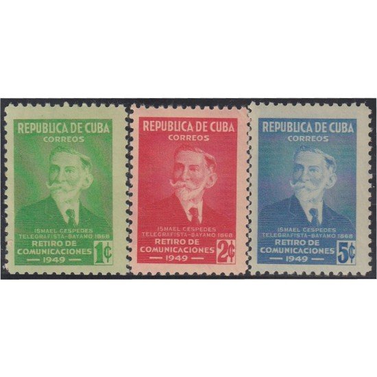 Cuba 338/40 1951 Ismael Céspedes Retiro de Comunicaciones MH Cuba 338/40 1951 Ismael Céspedes Retiro de Comunicaciones MH