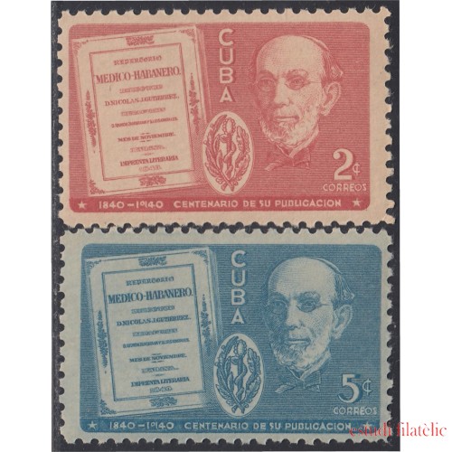 Cuba 264/65 1940 100 Años de la publicación de Repertorio Médico Habanero por Nicolás Gutierrrez MH