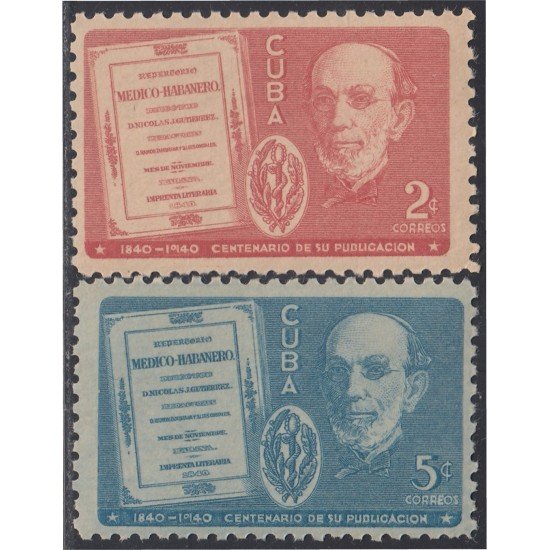 Cuba 264/65 1940 100 Años de la publicación de Repertorio Médico Habanero por Nicolás Gutierrrez MH Cuba 264/65 1940 100 Años de la publicación de Repertorio Médico Habanero por Nicolás Gutierrrez MH