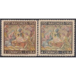 Cuba 468/69 1957 Navidad Christmas Sin Goma Cuba 468/69 1957 Navidad Christmas Sin Goma