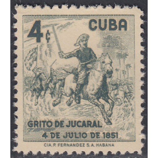Cuba 457 1957 Grito de Jucaral Sin Goma Cuba 457 1957 Grito de Jucaral Sin Goma