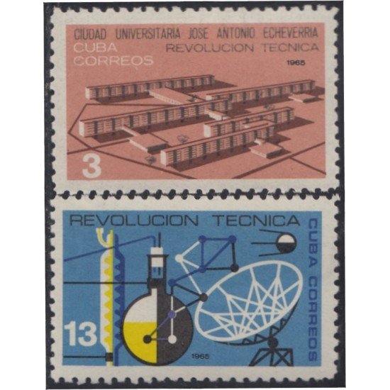 Cuba 829/30 1965 Revolución Técnica Ciudad Universitaria José Antonio Echevarría MH Cuba 829/30 1965 Revolución Técnica Ciudad Universitaria José Antonio Echevarría MH