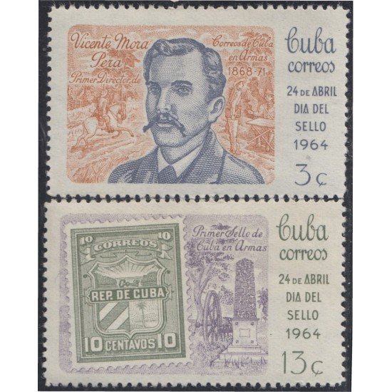 Cuba 708/09 1964 Día del sello Vicente Mora Pere MH Cuba 708/09 1964 Día del sello Vicente Mora Pere MH