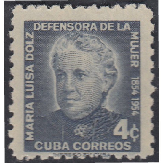 Cuba 415 1954 María Luisa Dolz Sin Goma Cuba 415 1954 María Luisa Dolz Sin Goma