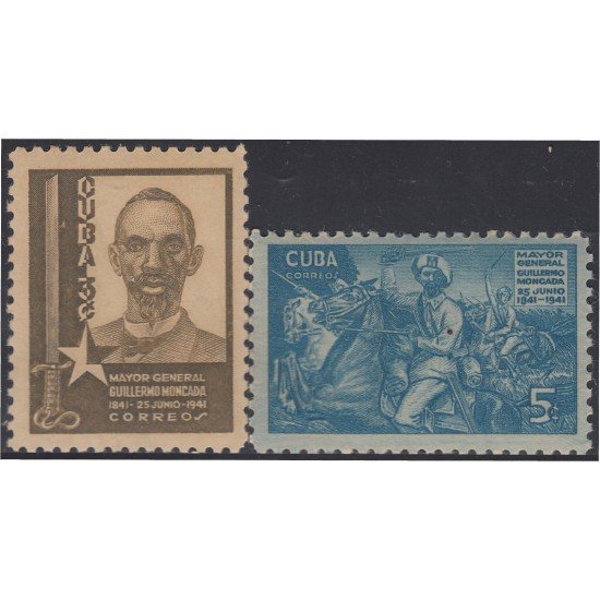Cuba 267/68 1941 Mayor Gral Guillermo Moncada Sin Goma Cuba 267/68 1941 Mayor Gral Guillermo Moncada Sin Goma