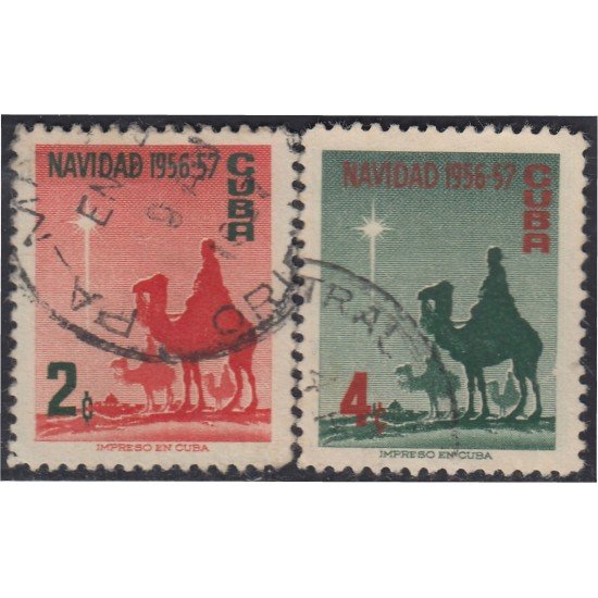 Cuba 445/46 1956 Navidad Christmas usados Cuba 445/46 1956 Navidad Christmas usados
