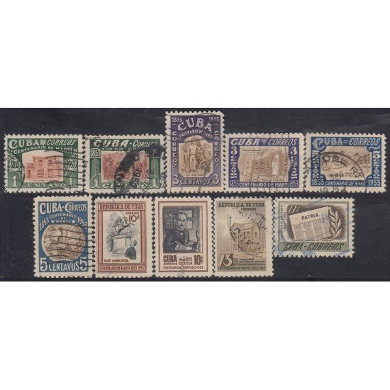 Cuba 385/94 1953 Centenario del nacimiento de José Martí usados Cuba 385/94 1953 Centenario del nacimiento de José Martí usados