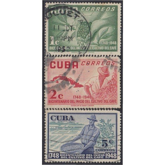 Cuba 364/66 1952 Bicentenario del inicio del cultivo del Café usados Cuba 364/66 1952 Bicentenario del inicio del cultivo del Café usados